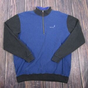Straight Down Sweater Mens Large Blue Fleece 1/4 Zip Mock Neck Golf Pullover